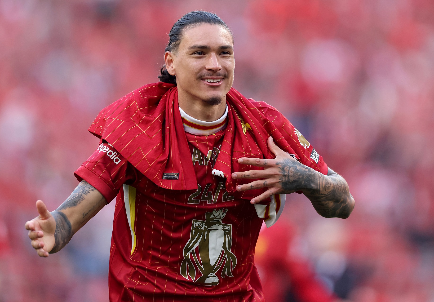 Darwin Nunez celebrating at Anfield