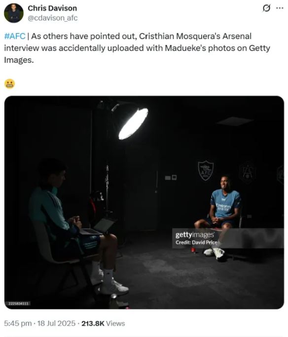 Cristhian Mosquera in Arsenal training gear