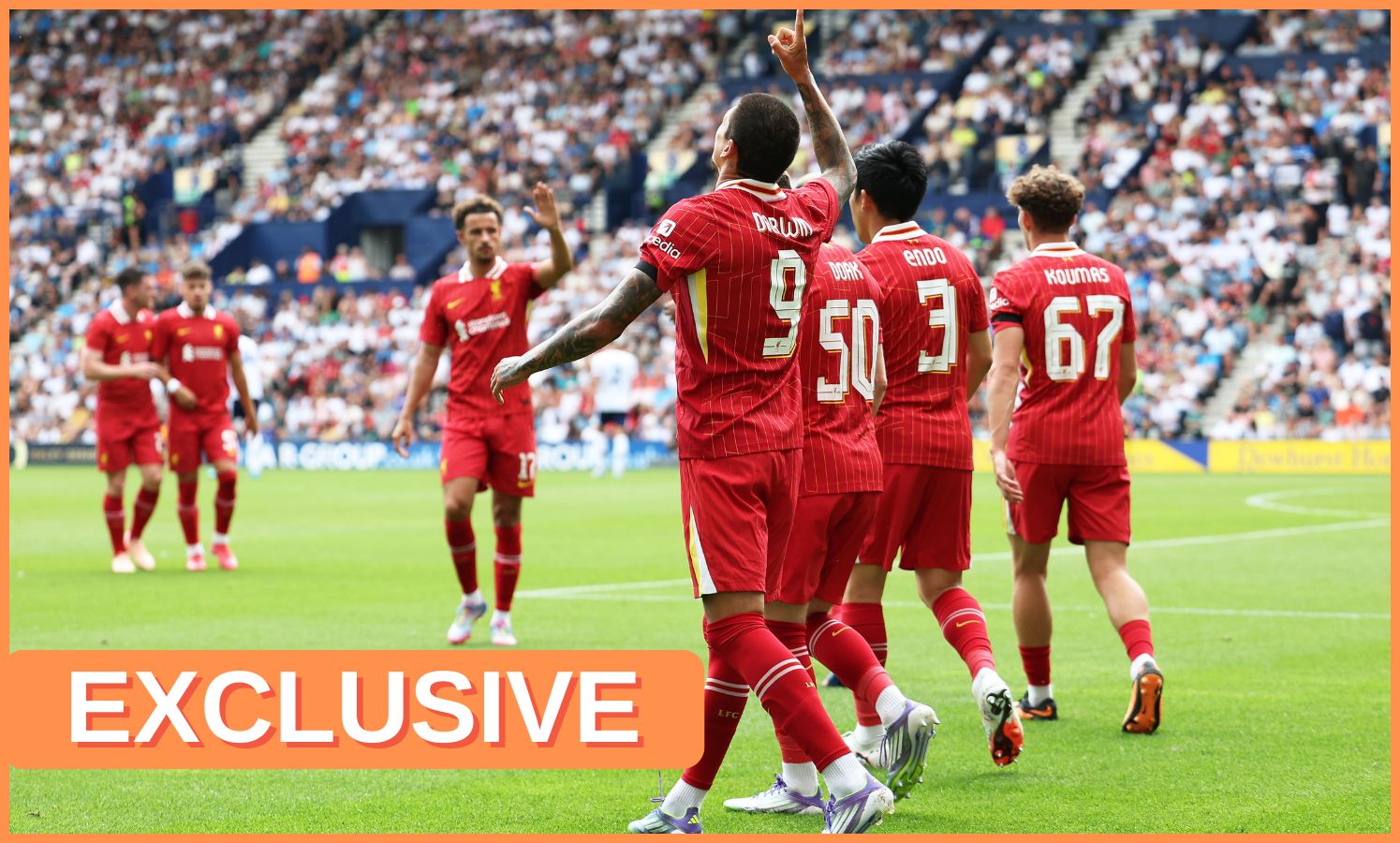 Darwin Nunez celebrates with his Liverpool teammates