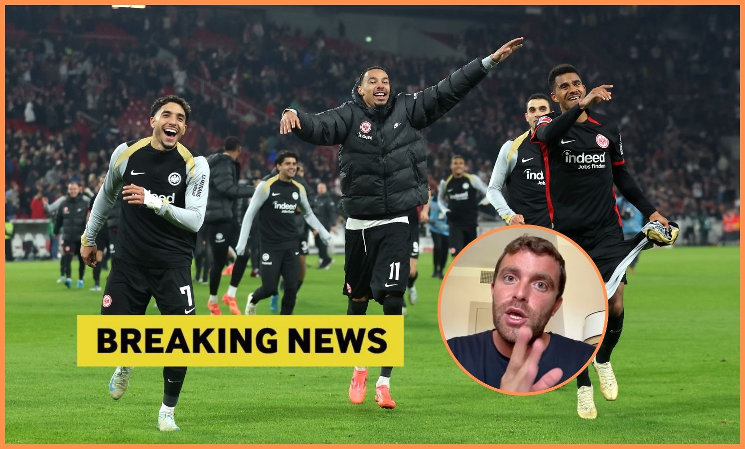 Hugo Ekitike, Eintracht celebrates with teammates