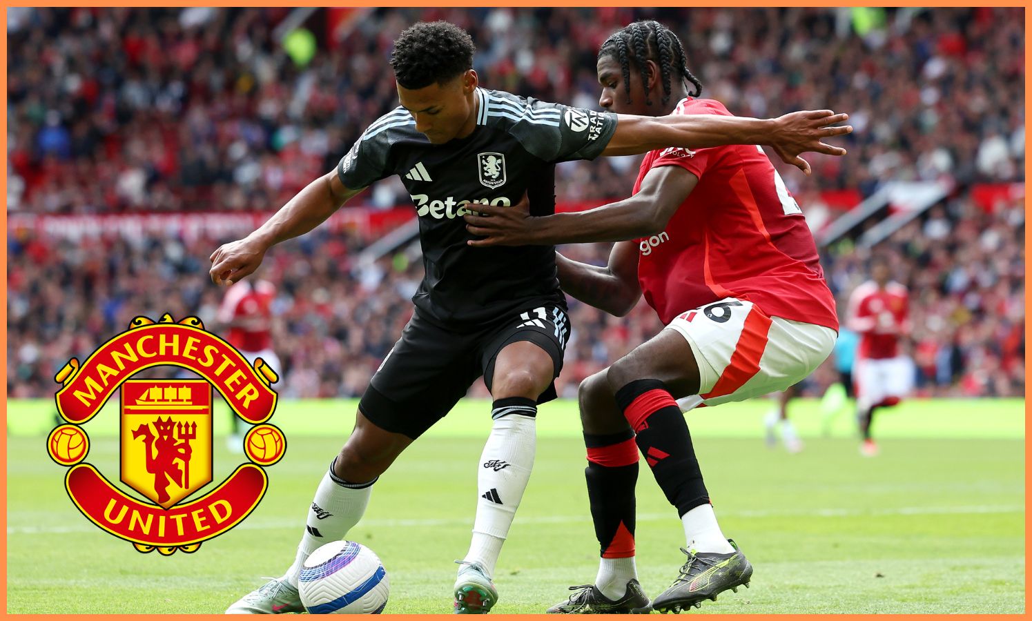 Ollie Watkins in action against Manchester United