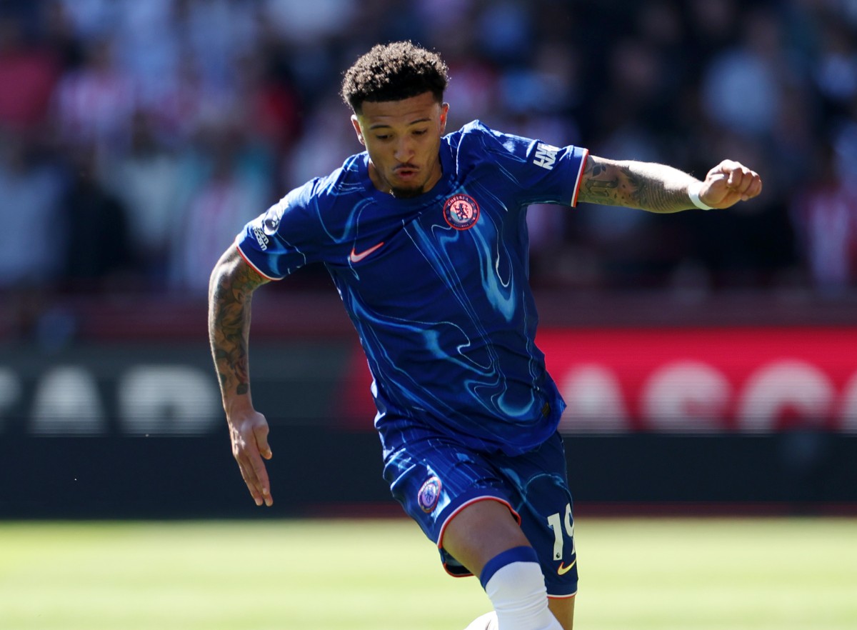 Jadon Sancho in action for loan club Chelsea last season