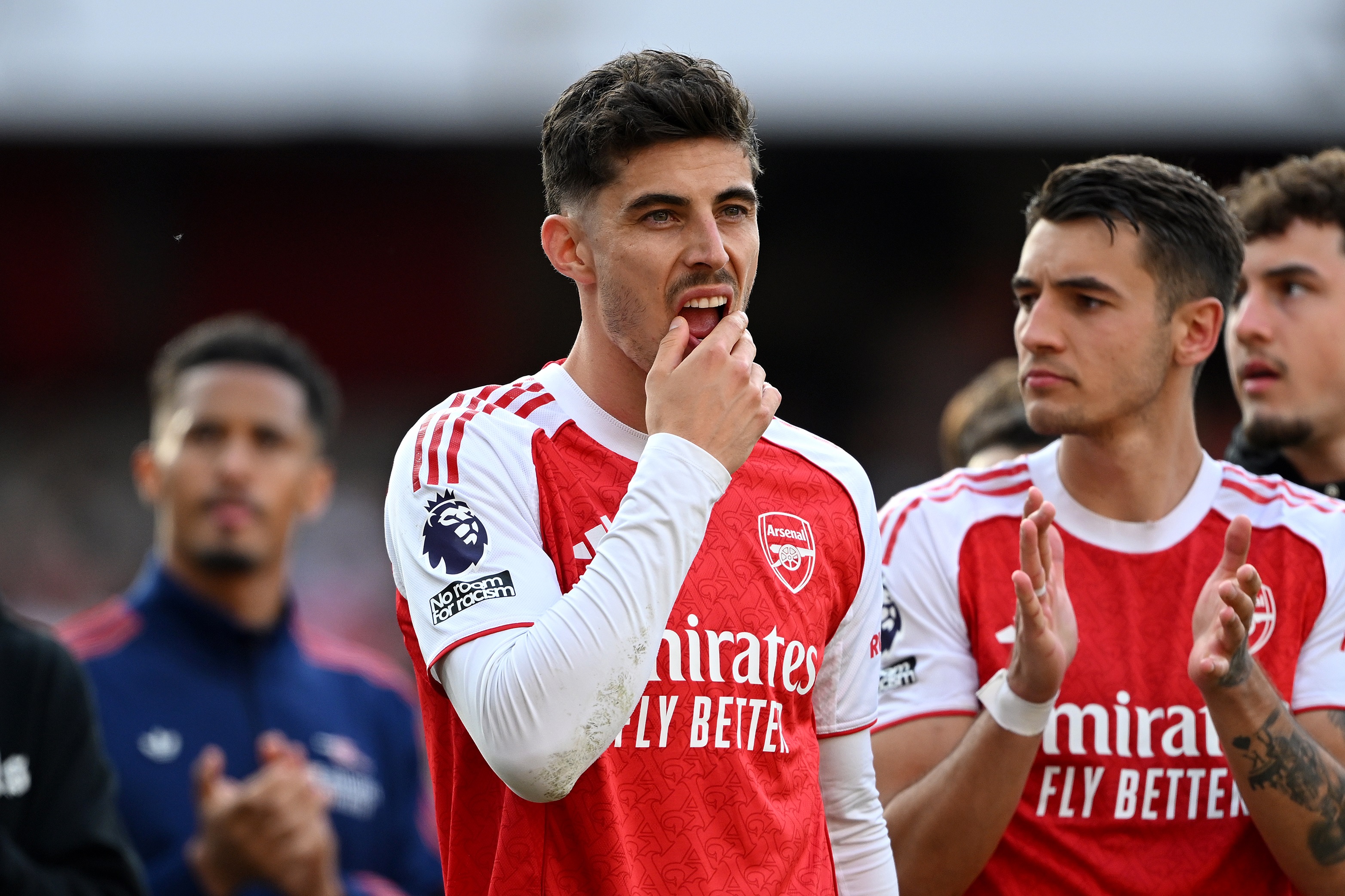 Kai Havertz clear on Arsenal transfer amid reported Bundesliga interest Kai Havertz looks disappointed as he rubs his bottom lip.