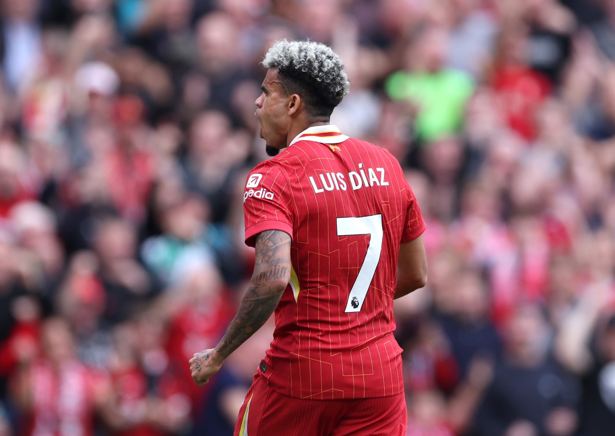 Luis Diaz celebrates scoring for Liverpool against Bournemouth