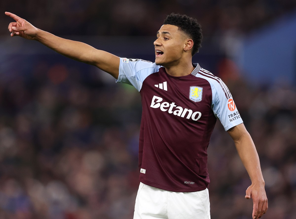 Ollie Watkins gestures during Aston Villa's game against Celtic