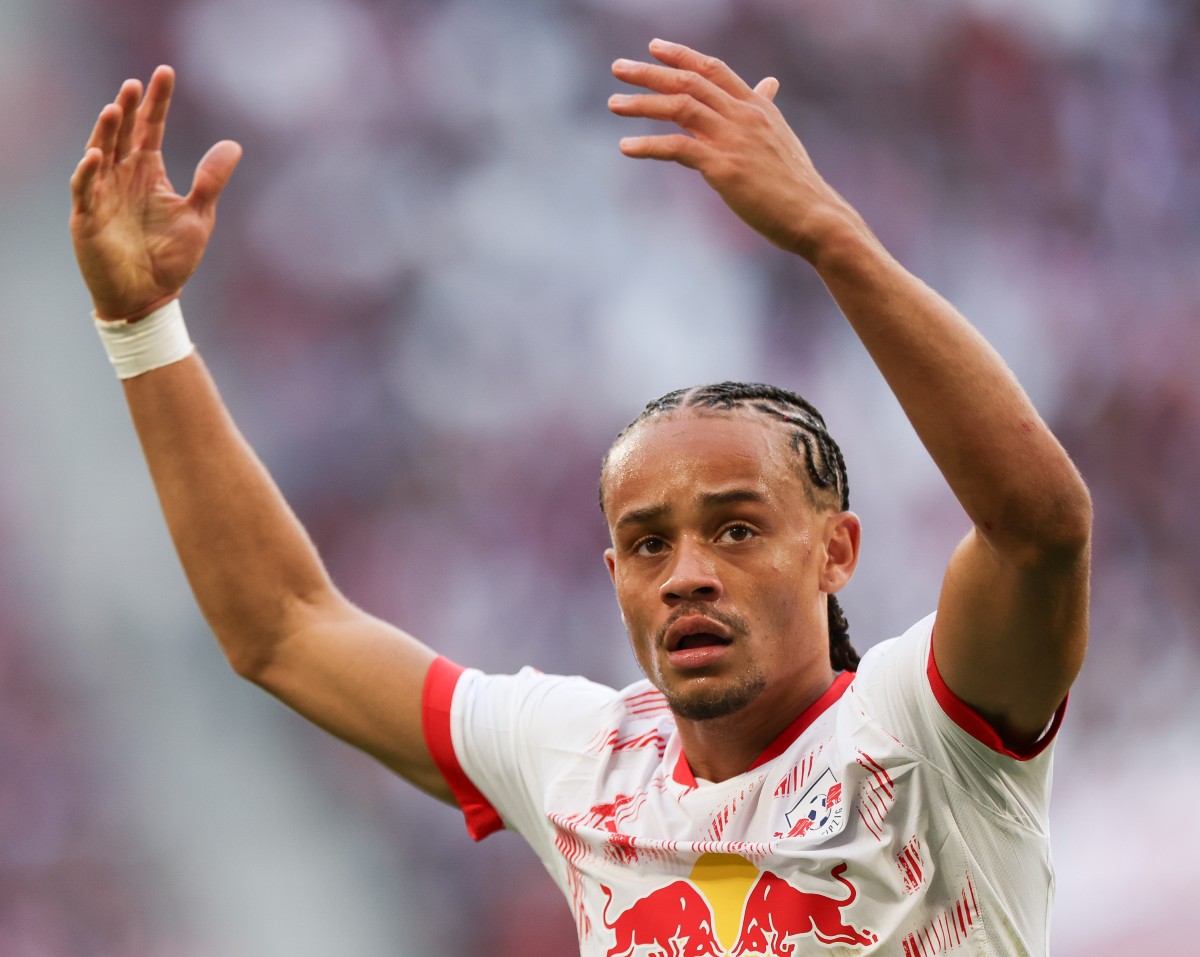Xavi Simons celebrates a goal for RB Leipzig