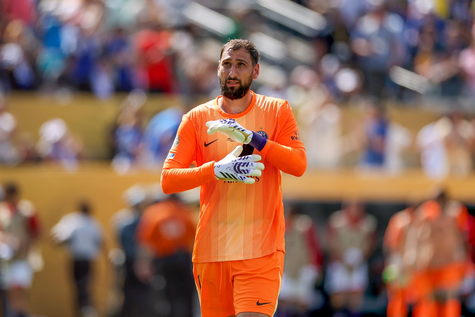 Gianluigi Donnarumma of Paris Saint-Germain looks on 