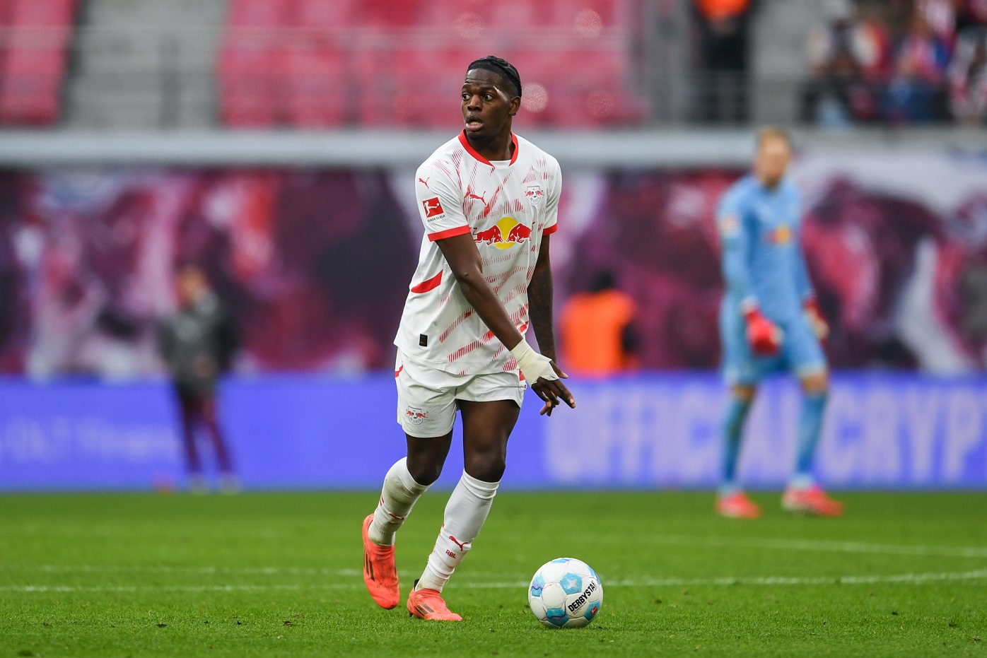 Castello Lukeba of RB Leipzig in action 