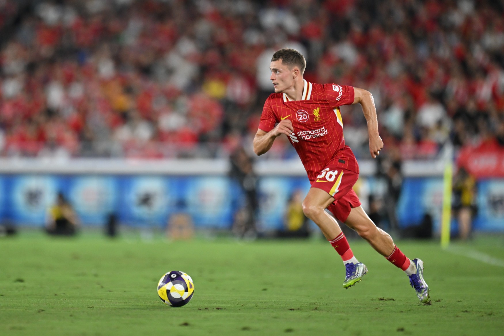 Florian Wirtz runs from Liverpool with the ball