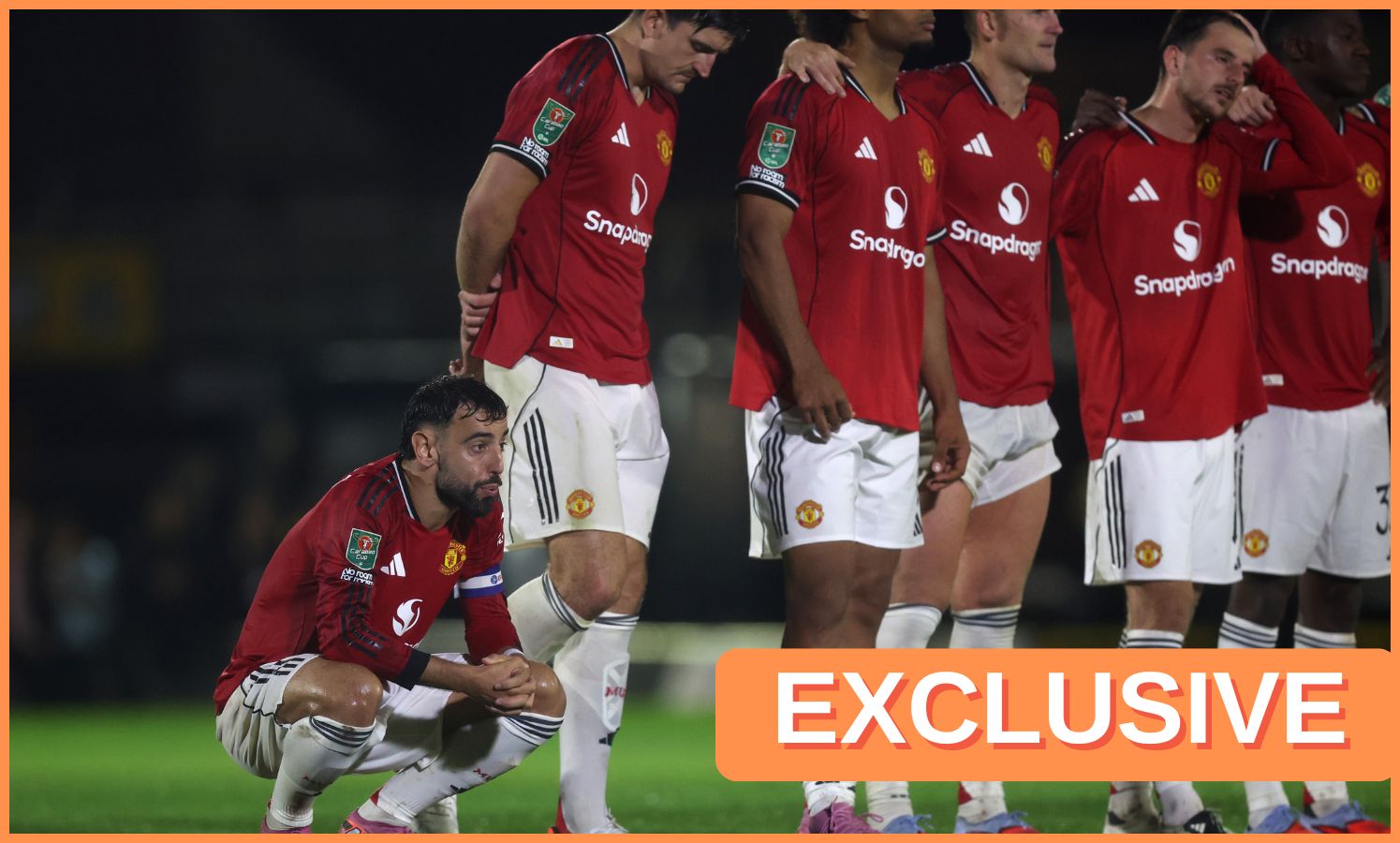 Bruno Fernandes watches Man United's penalty shoot out against Grimsby