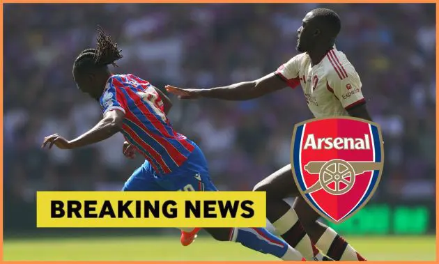 Eberechi Eze and Ibrahima Konate in action in the Community Shield