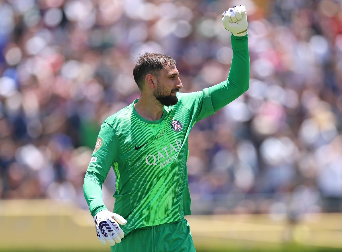 Gianluigi Donnarumma celebrates during PSG's Club World Cup win vs Atletico Madrid
