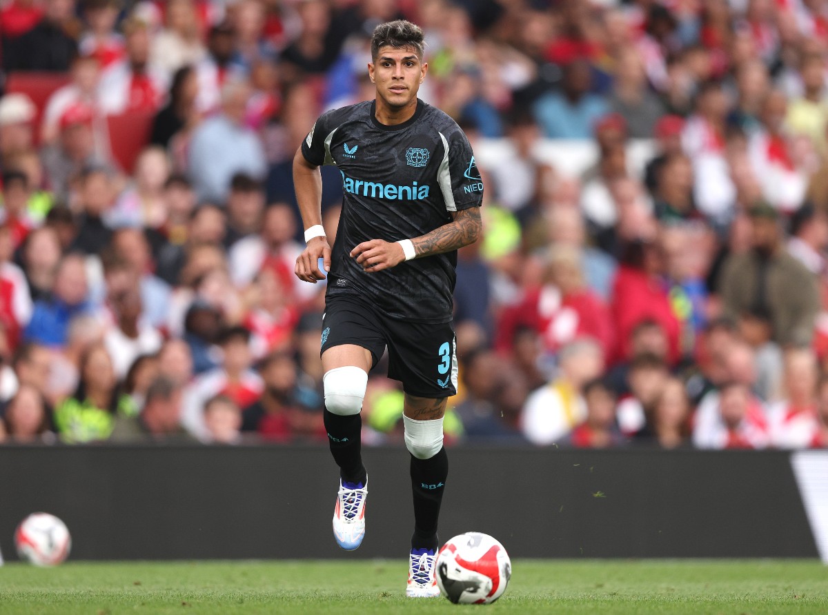 Piero Hincapie in action against Arsenal in a pre-season friendly in 2024