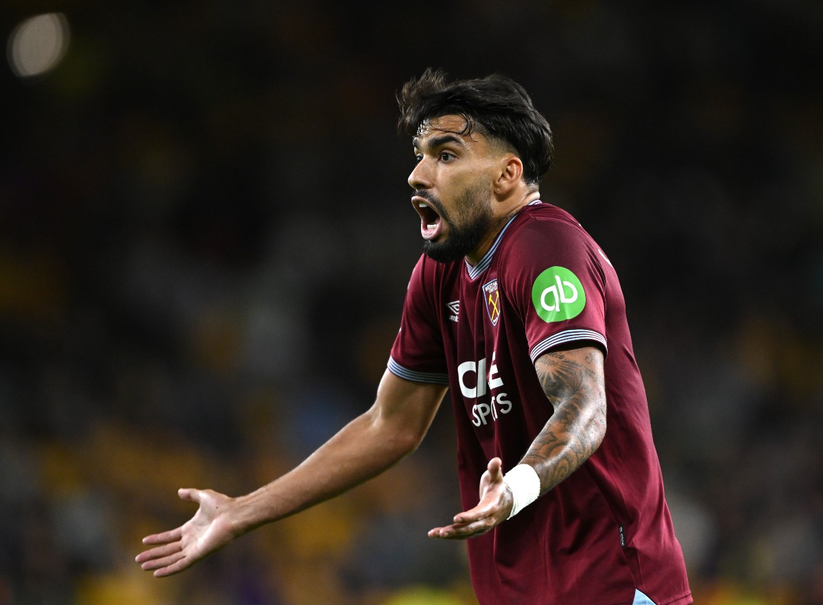 West Ham's Lucas Paqueta reacts during the Carabao Cup game vs Wolves