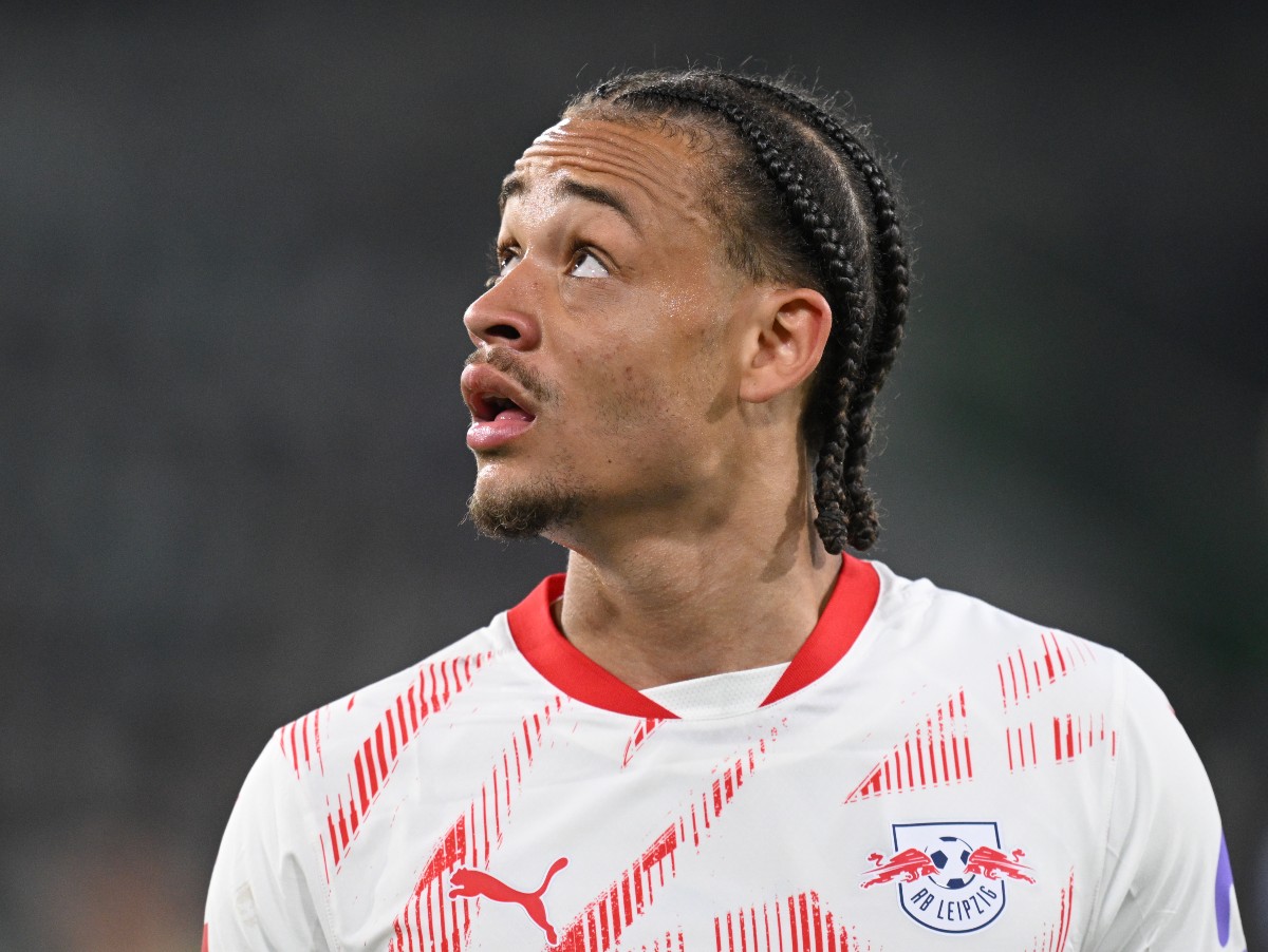 Xavi Simons looks on during RB Leipzig vs Wolfsburg
