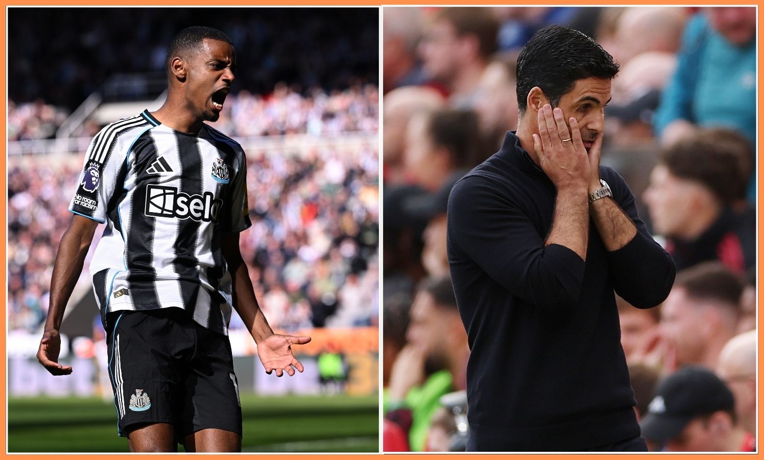 Alexander Isak and Mikel Arteta