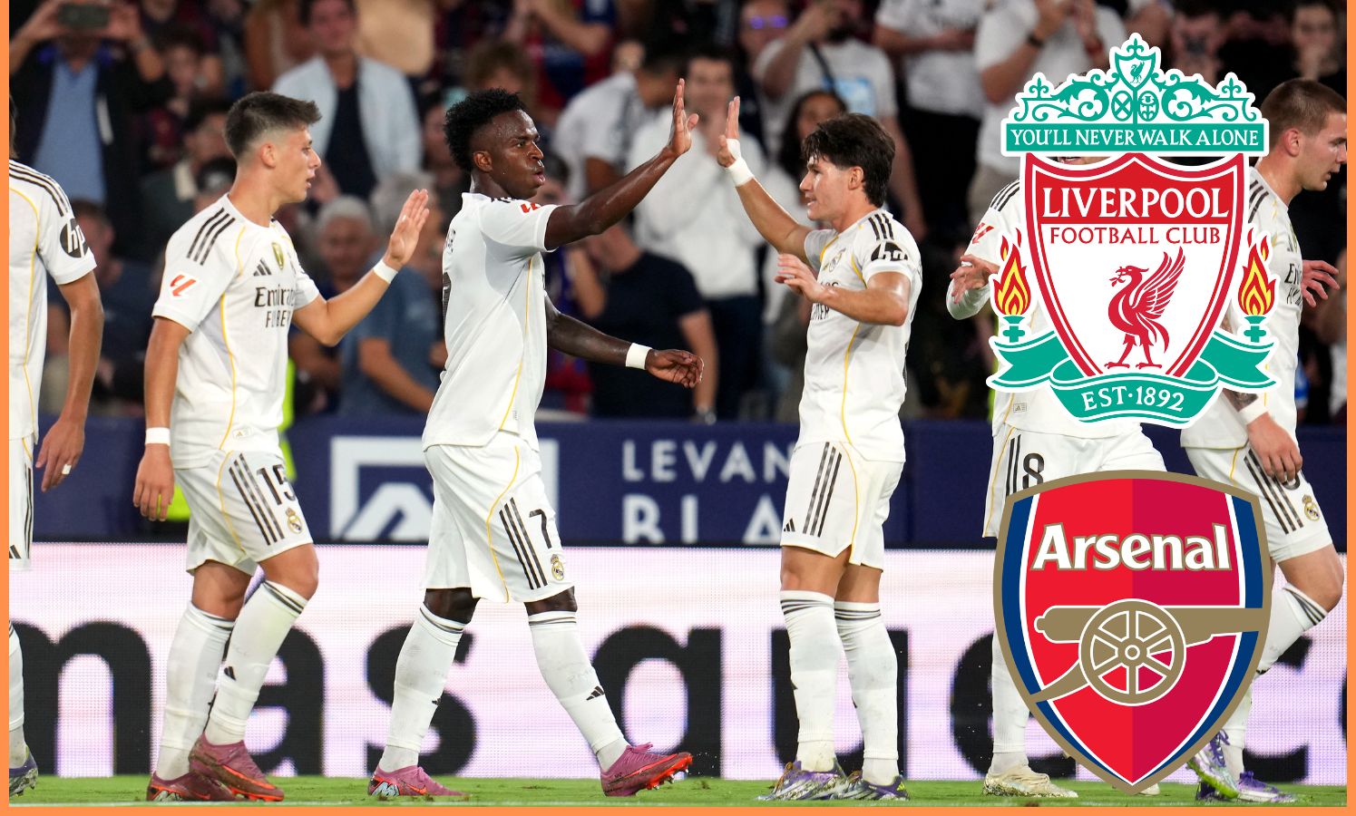 Vinicius Junior celebrates with his Real Madrid teammates