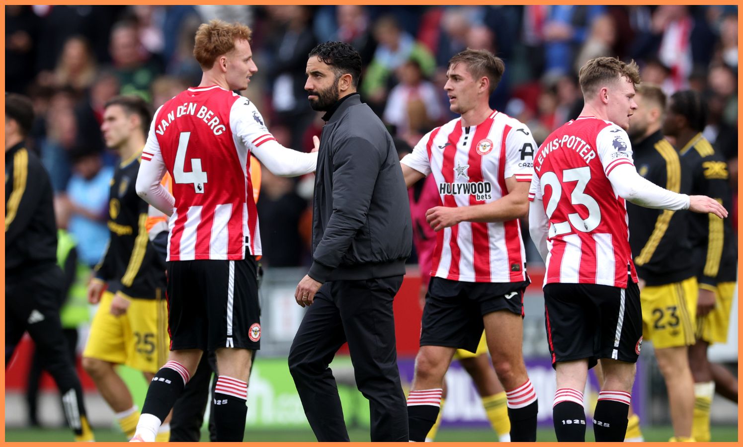 Ruben Amorim with Brentford players