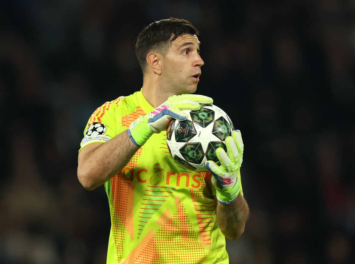 Emiliano Martinez in action for Aston Villa in the Champions League last season