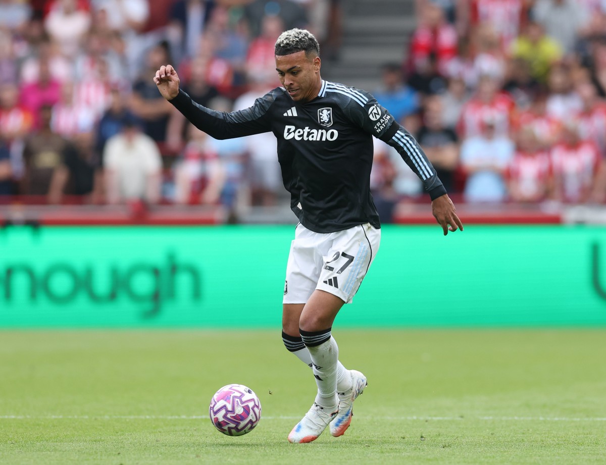 Morgan Rogers of Aston Villa in action vs Brentford