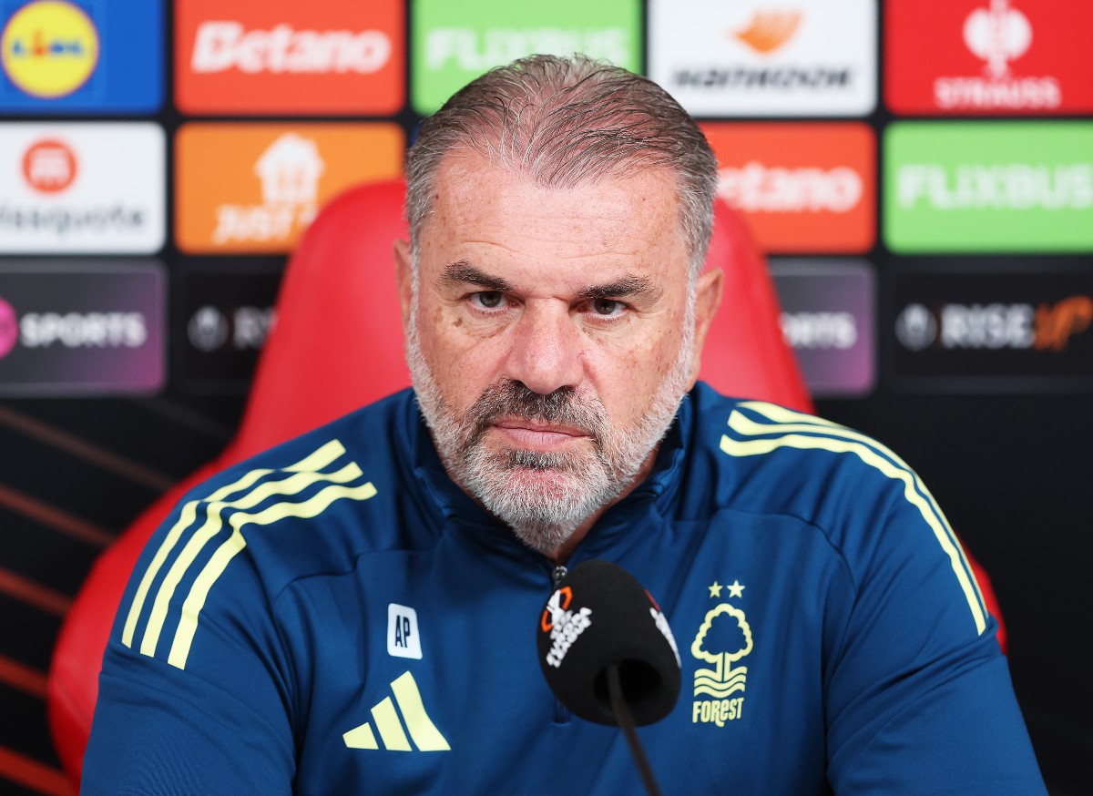 Ange Postecoglou during a Nottingham Forest press conference