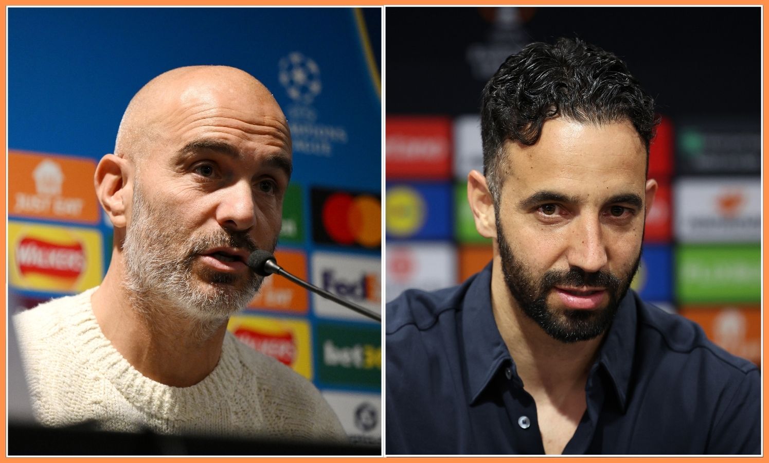 Enzo Maresca and Ruben Amorim at press conferences