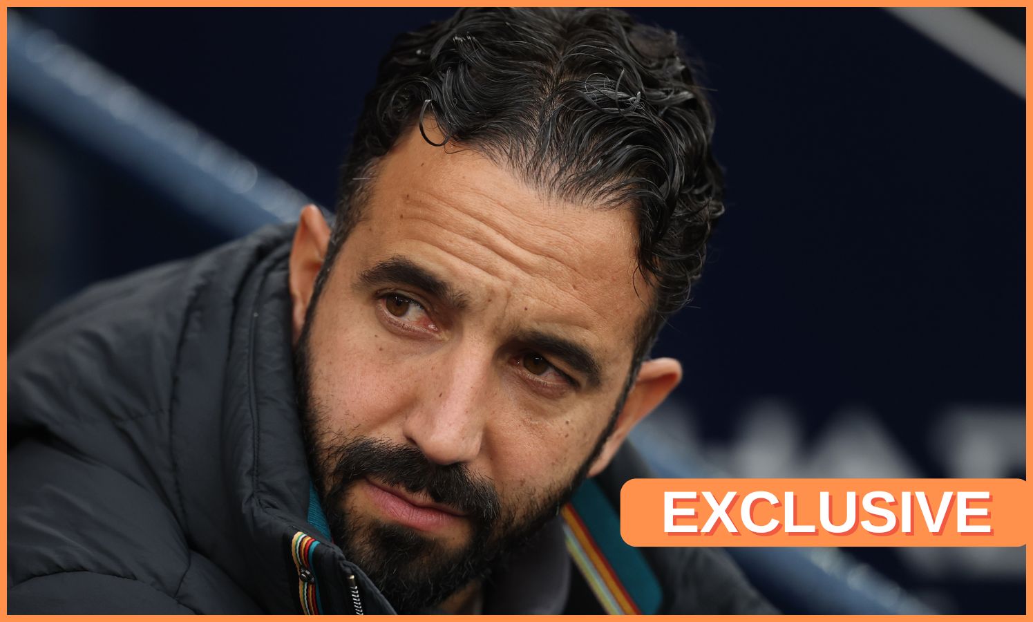 Ruben Amorim looks on during Man United's defeat to Man City