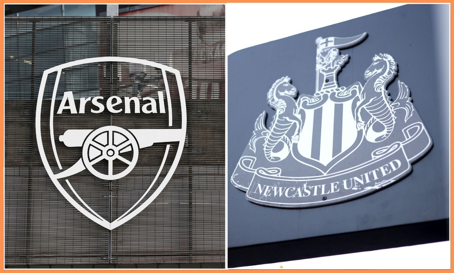 Arsenal and Newcastle club badges