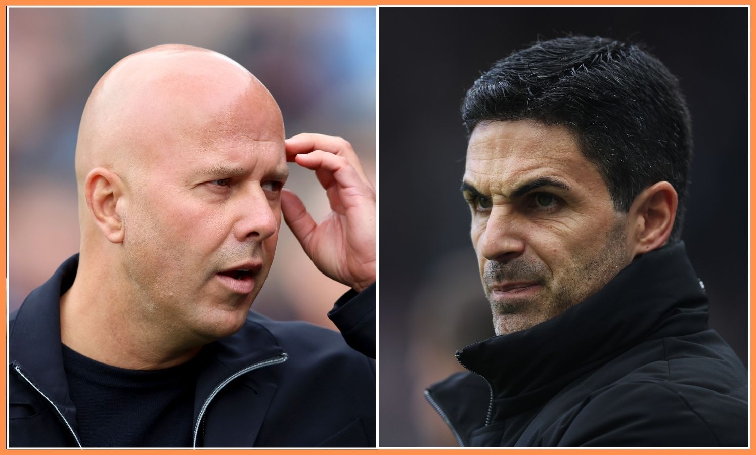 Arne Slot and Mikel Arteta