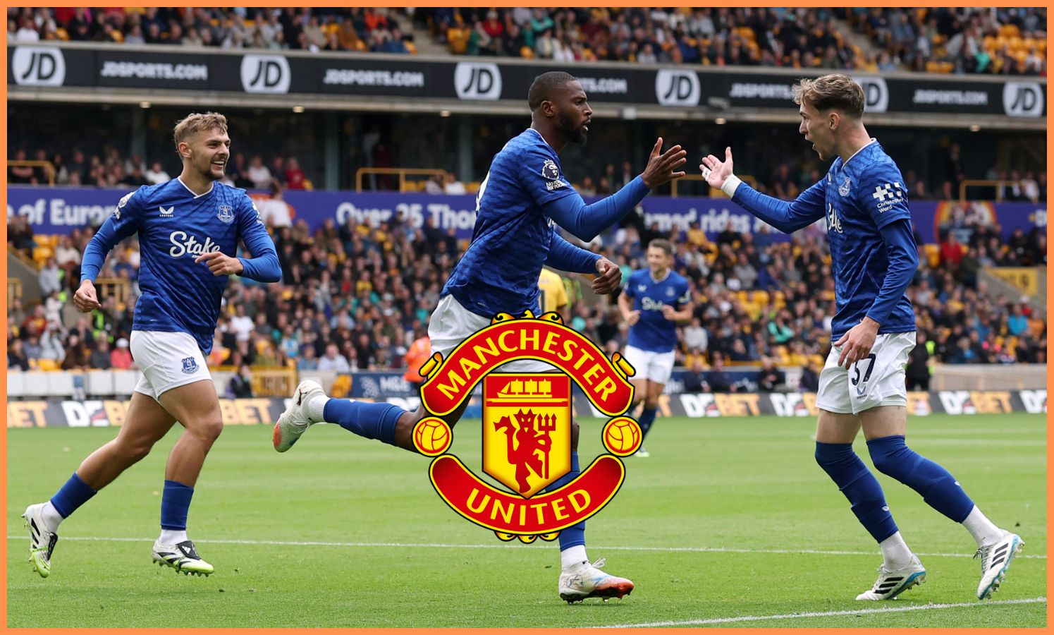 James Garner celebrates with his Everton teammates