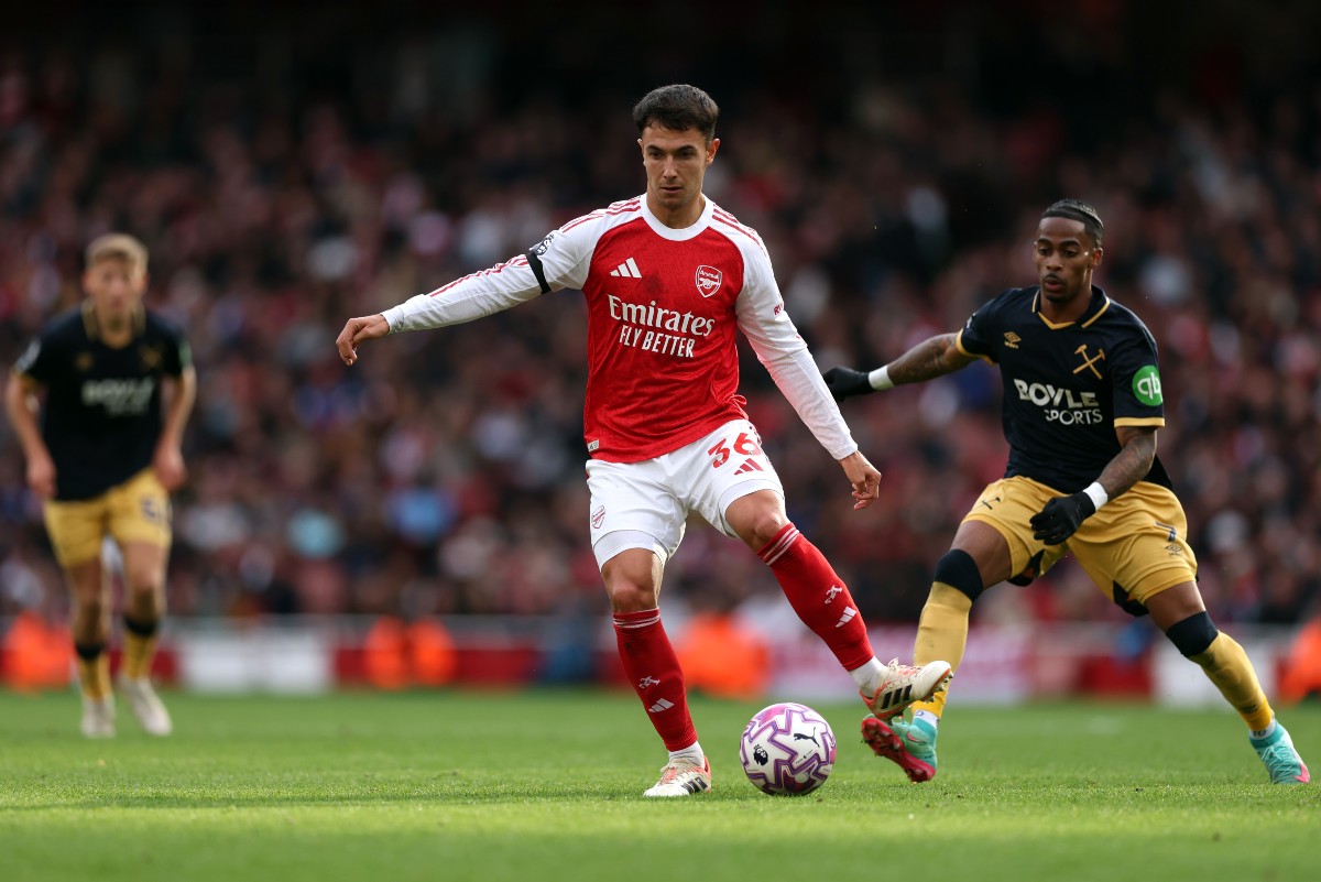 Martin Zubimendi in action for Arsenal vs West Ham