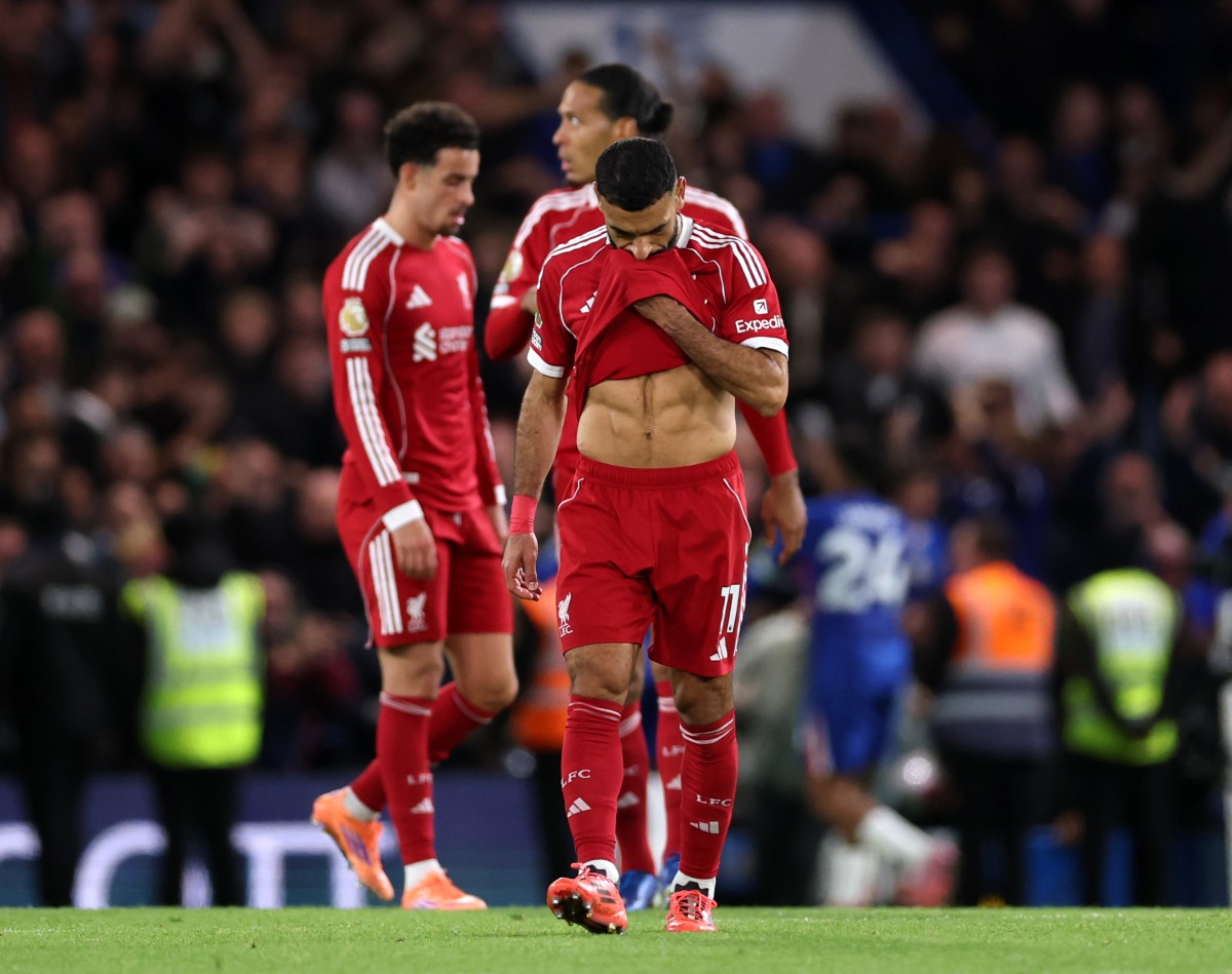 Mohamed Salah reacts to Liverpool's loss to Chelsea