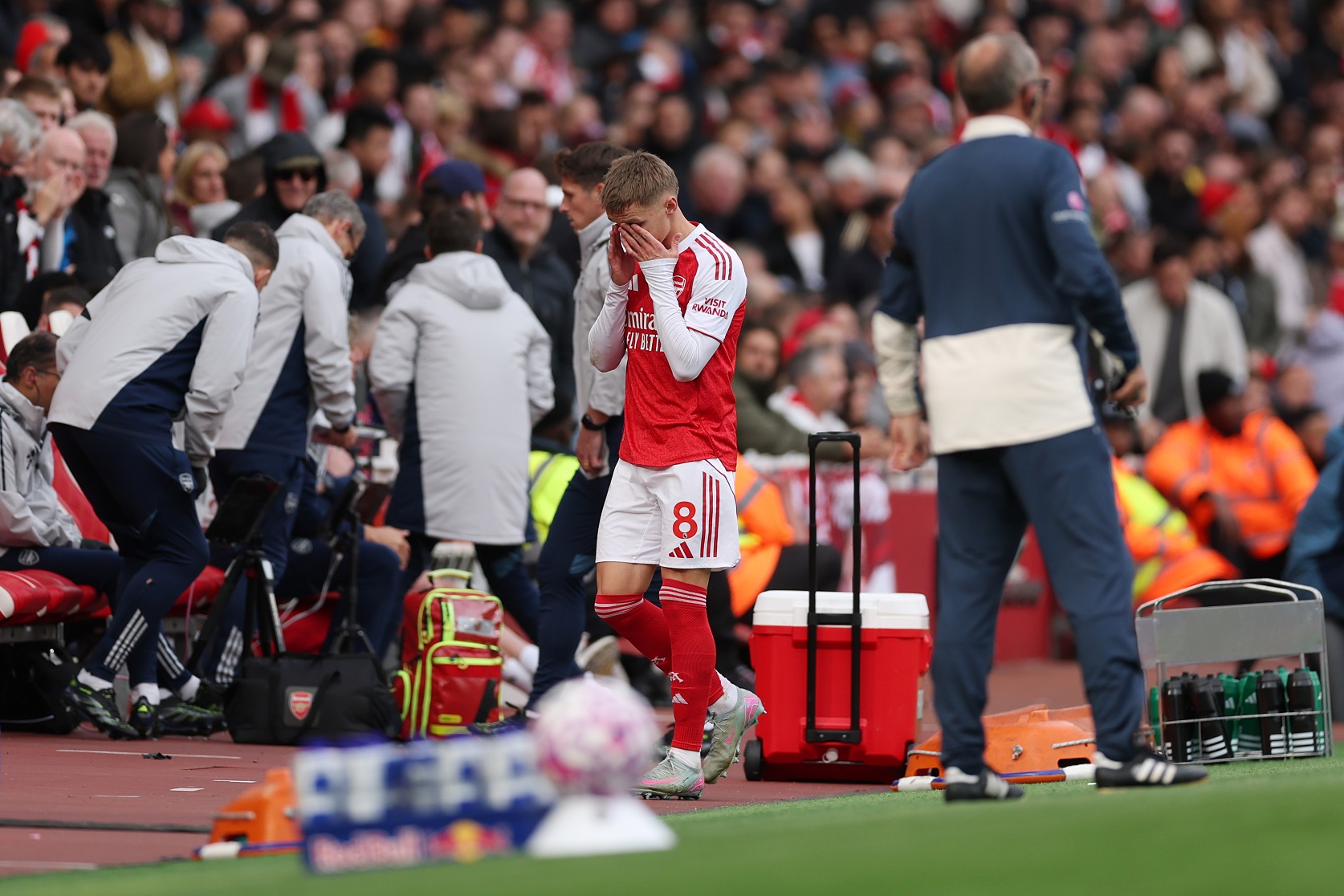 Martin Odegaard from Arsenal looks depressed