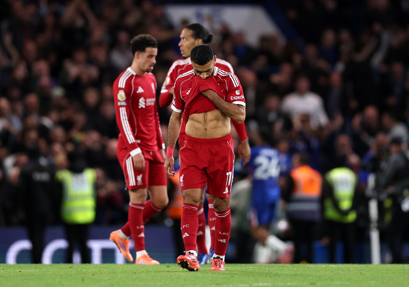 Mohamed Salah of Liverpool looks dejected