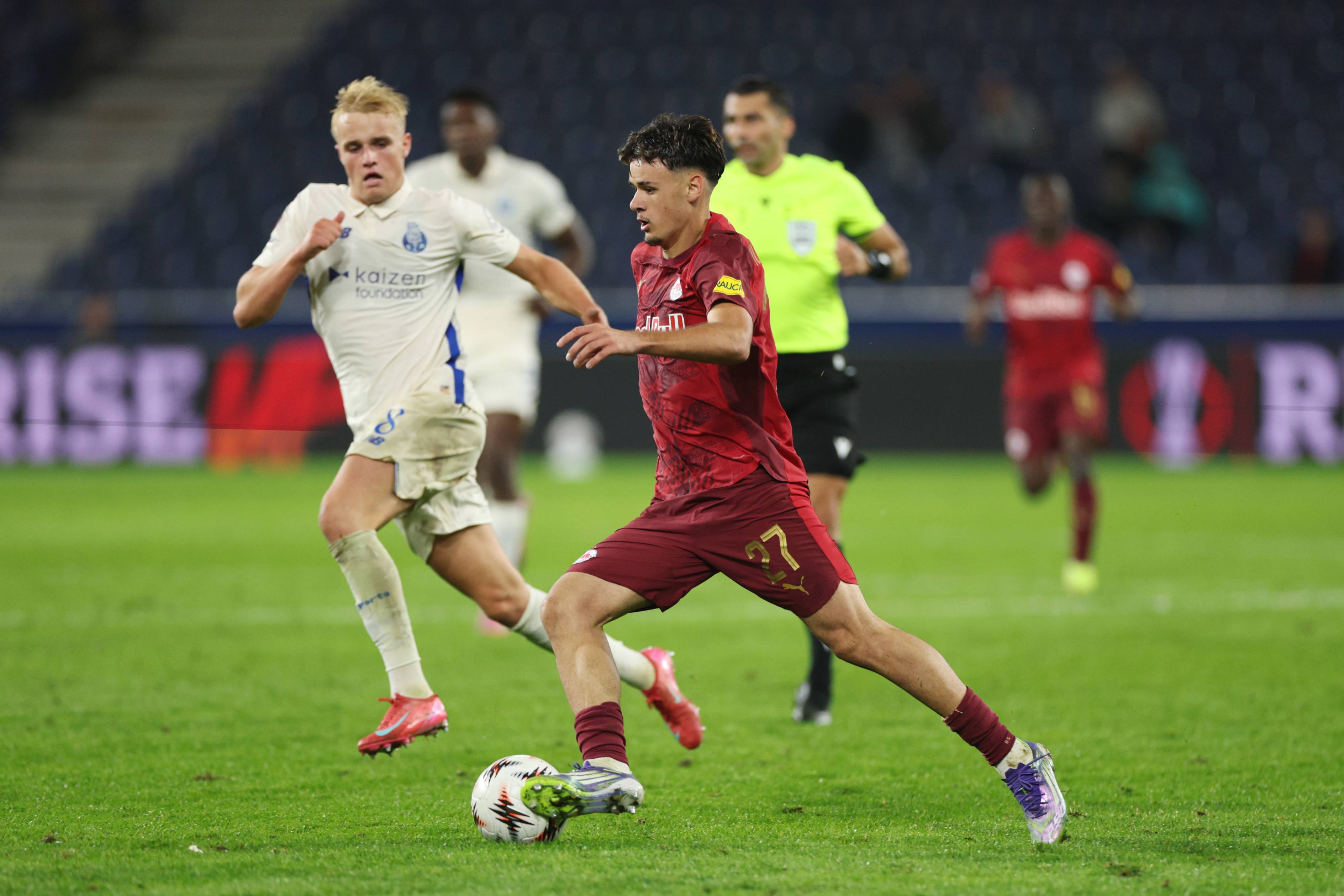 Kerim Alajbegovic of Red Bull Salzburg runs with the ball