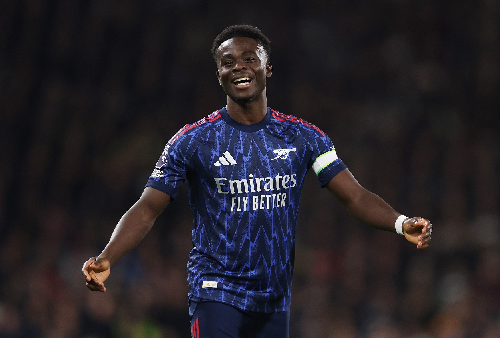 Bukayo Saka of Arsenal celebrates