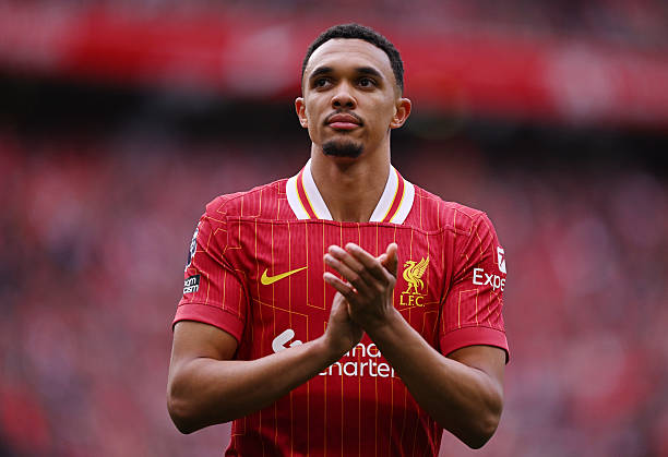 Trent Alexander-Arnold applauds the Liverpool fans