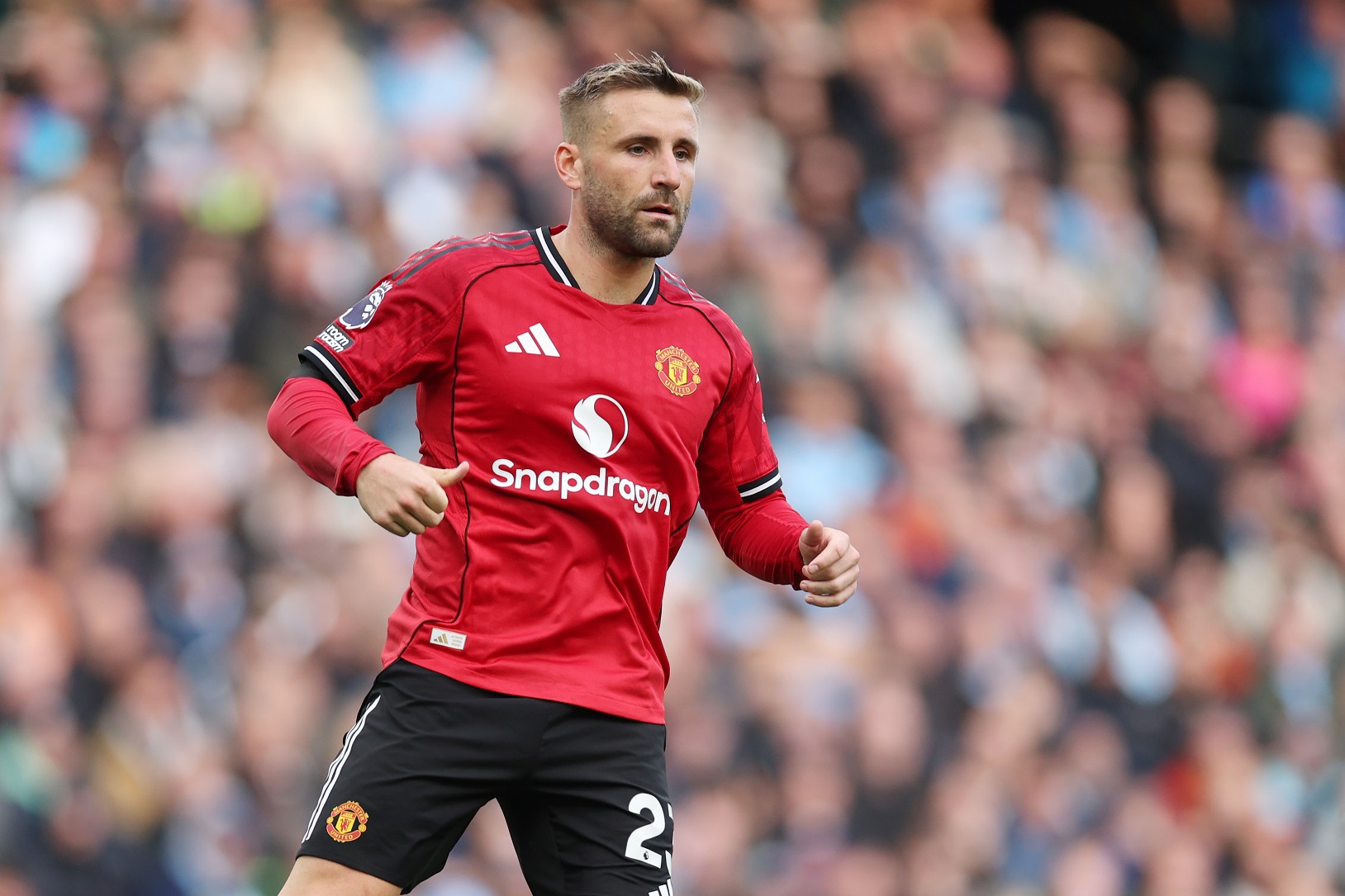Manchester United player Luke Shaw during play
