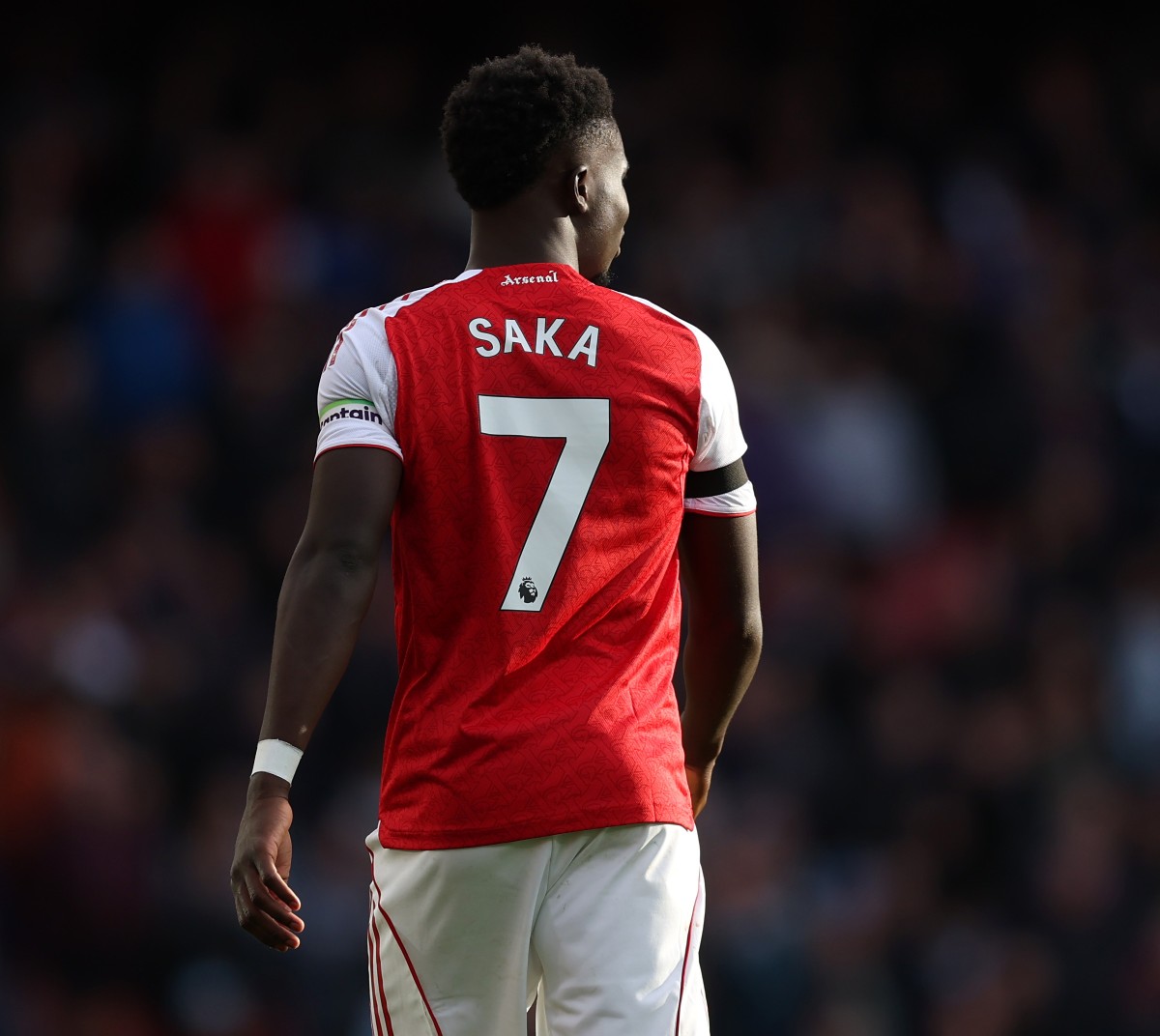 Bukayo Saka in action for Arsenal