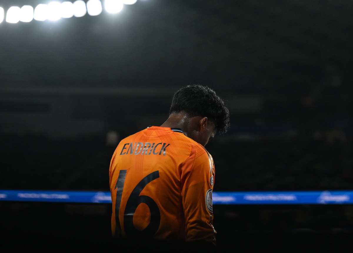 Endrick reacts during Real Madrid vs Real Sociedad