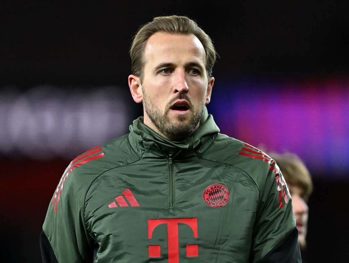 Harry Kane warming up for Bayern Munich