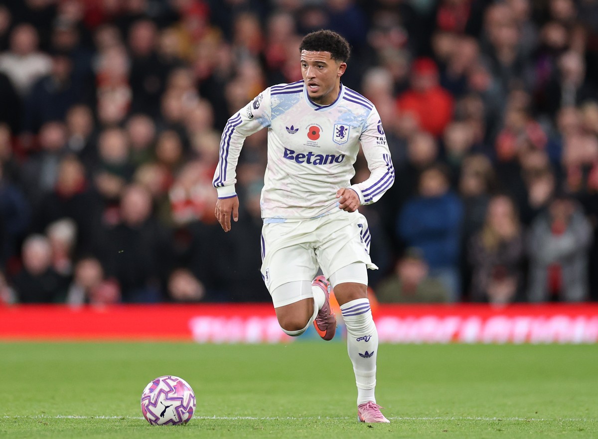 Jadon Sancho in action for Aston Villa