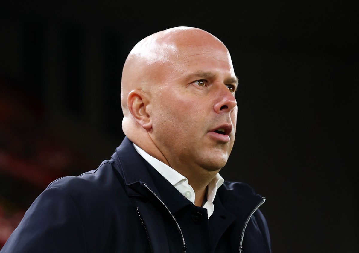 Liverpool manager Arne Slot looks on