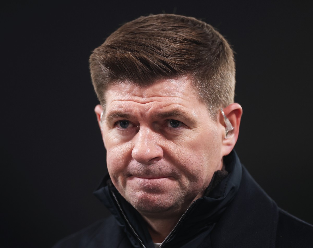 Steven Gerrard on punditry duty during Liverpool 1-4 PSV