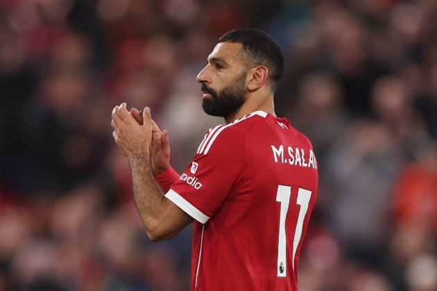 Mohamed Salah of Liverpool applauds the fans
