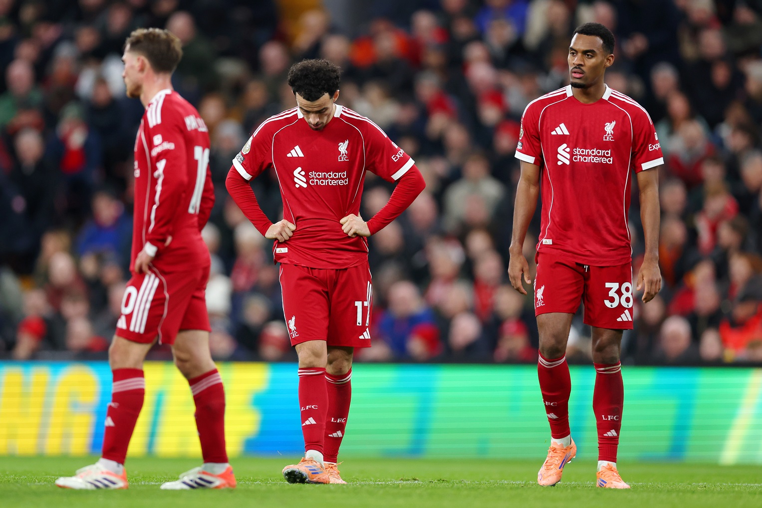 Curtis Jones of Liverpool looks dejected
