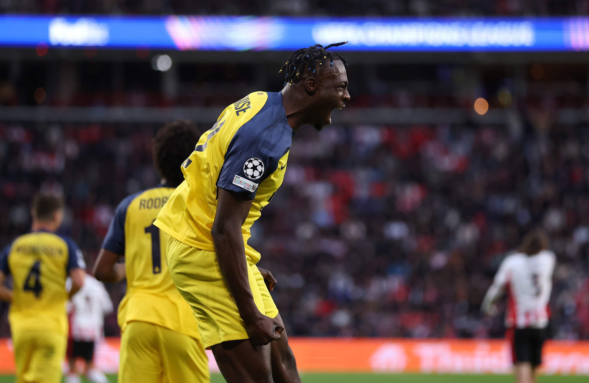 Promise David of R. Union Saint-Gilloise celebrates scoring