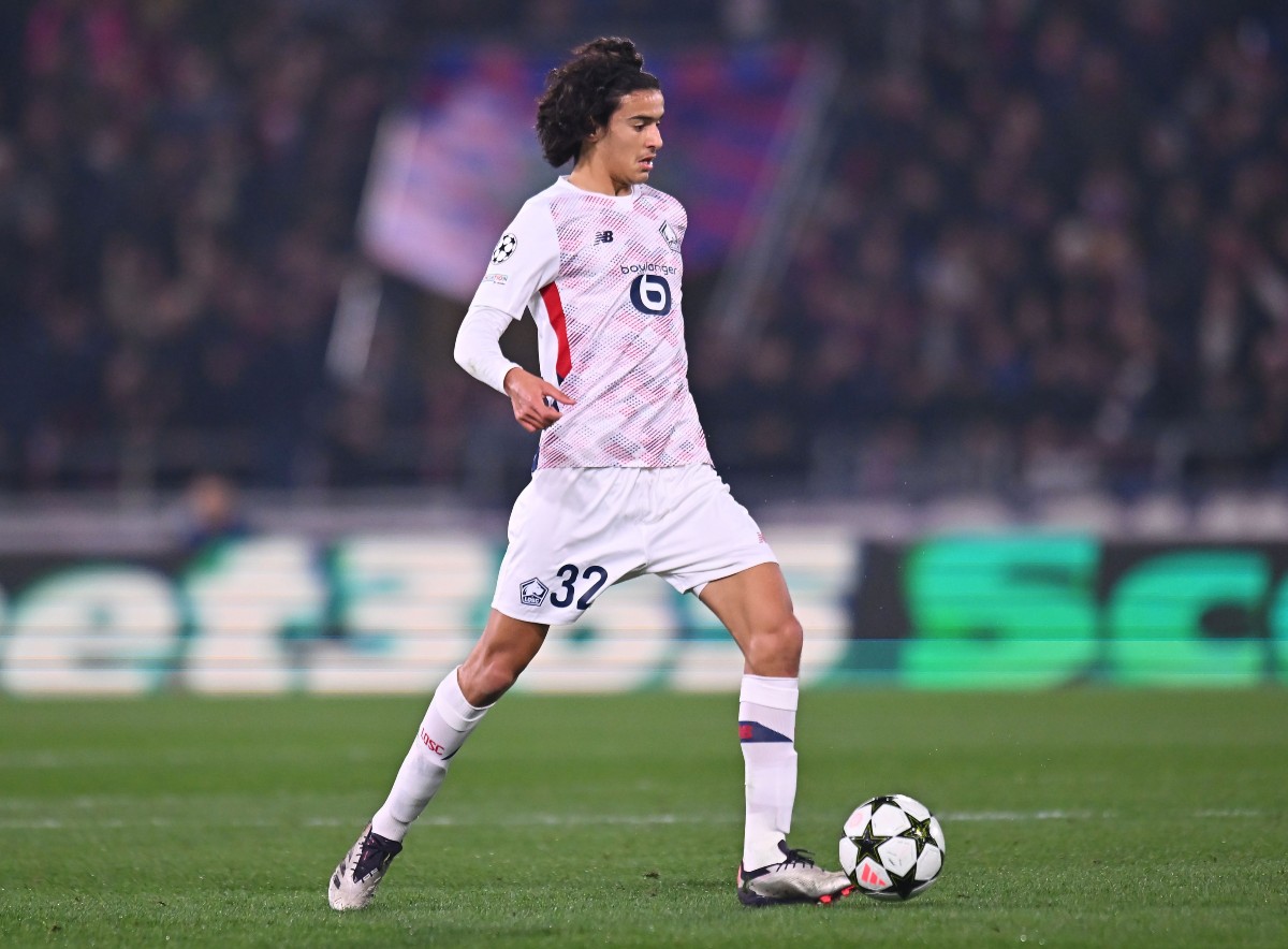 Ayyoub Bouaddi in action for Lille against Bologna