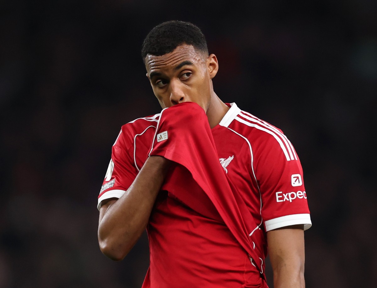 Ryan Gravenberch reacts during Liverpool vs Tottenham