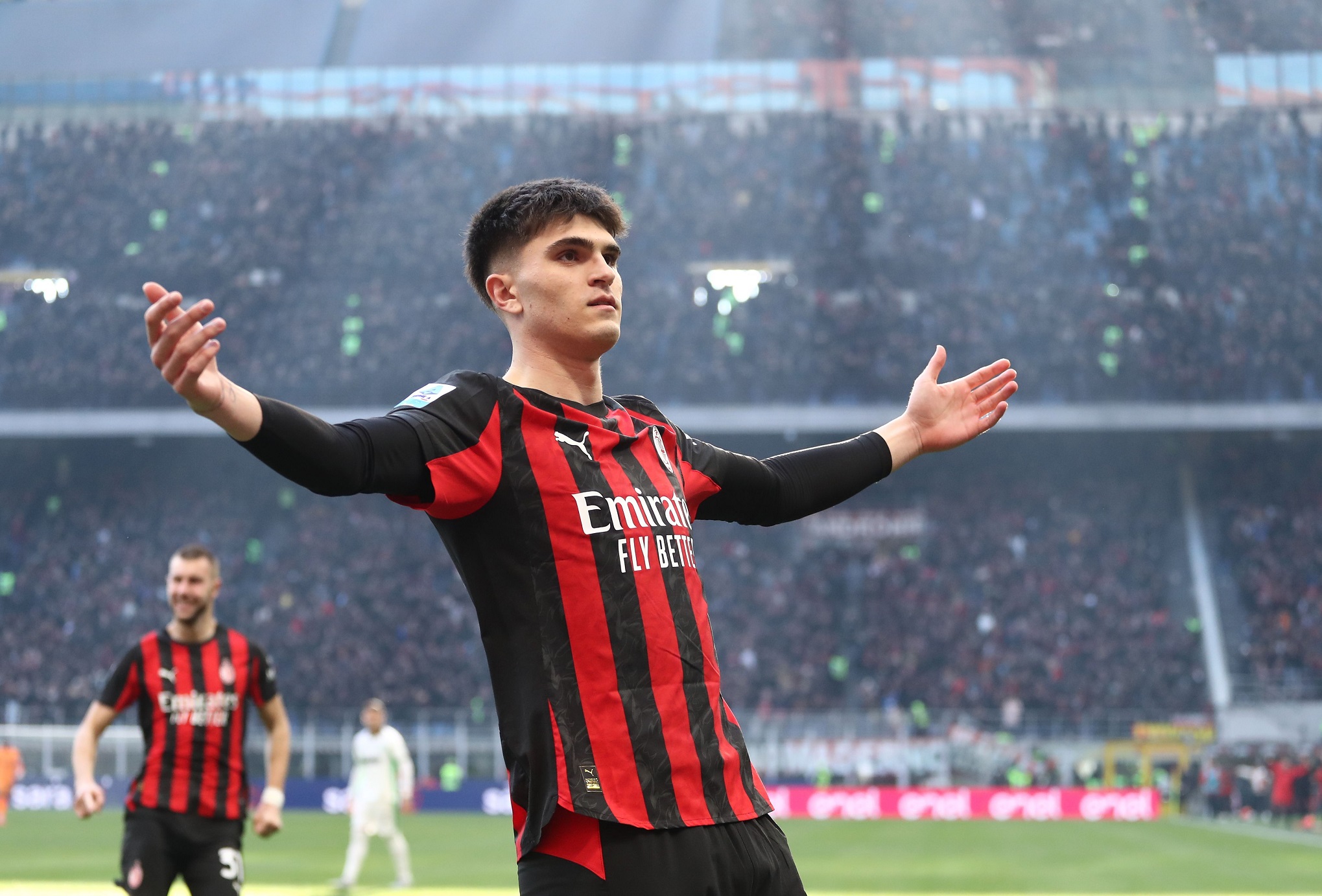 Davide Bartesaghi of AC Milan celebrates